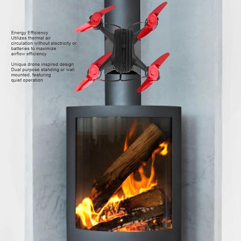 Hilitand Wood Stove Fan Heat Powered Aluminum Alloy Drone Shaped Wall Mount Thermal Fan for Pellet Gas Stove Fireplace - Image 3