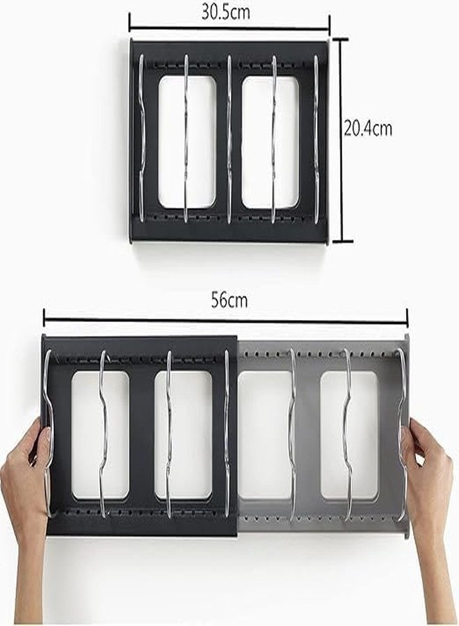 GLOWICK Multifunctional Rack Storage Organizer 7 Dividers Kitchen Rack Organizer for Lid Pots Pans, Space Saving Adjustable Shelf Pan Pot Lid Cutting Board Drying Cookware Rack Organizer (1Pcs) - Image 2