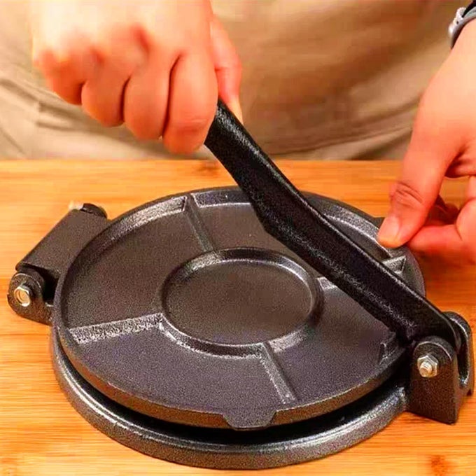 TORTILLA PRESS ALUMINUM ALLOY TORTILLA PRESS FLAPJACK MACHINE CREPE MACHINE PANCAKE MAKER CAST ALUMINUM TORTILLAS HOMEMADE PANCAKES WITH 50 PARCHMENT PAPER 65IN BLACK