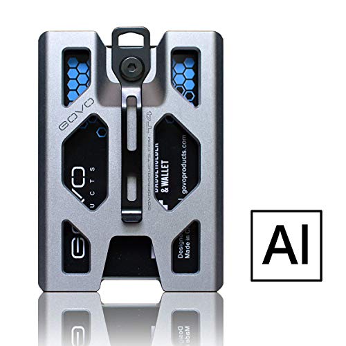 GOVO Aluminum GOVO Badge HolderWallet_ Durable ID Card Holder with Metal Clip and 4 Cards Slot Silver - Image 1