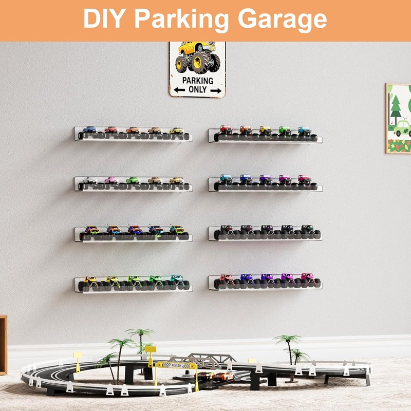 upsimples 10 Pack Acrylic Shelves Wall Organizer and Storage, 15" Display Shelf for Figure, Toy Cars, Perfume, Kids Bookshelf for Bedroom, Nursery, Craft Room, Clear - Image 2