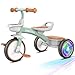 Umatoll Toddler Tricycle for 18 Month to 4 Year Old Boys GirlsToddler Bike Toys with Adjustable SeatLightUp WheelsBirthday Gift for Age 23 Green - Image 2