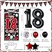 Pounira 18th Birthday Decorations for Boys and Girls Red Black Happy 18th Birthday Decorations for Men Boy 18 Bday Party Door Banner Sign Triangle Flag Large 18 Balloons Decor for 18 Years Old - Image 4