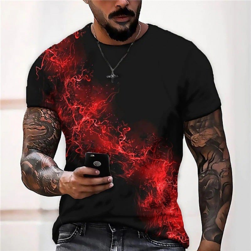 Men'S 3D Digital Printing Daily Round Neck Short Sleeve Street T-Shirt Mixed Batch - Image 1