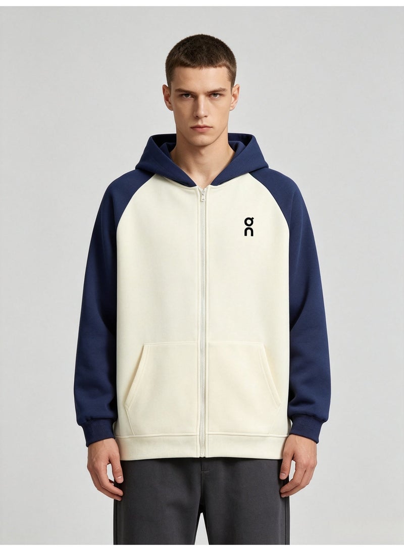 On Running Men's and women's matching raglan sleeves hooded cardigan jacket - Image 1