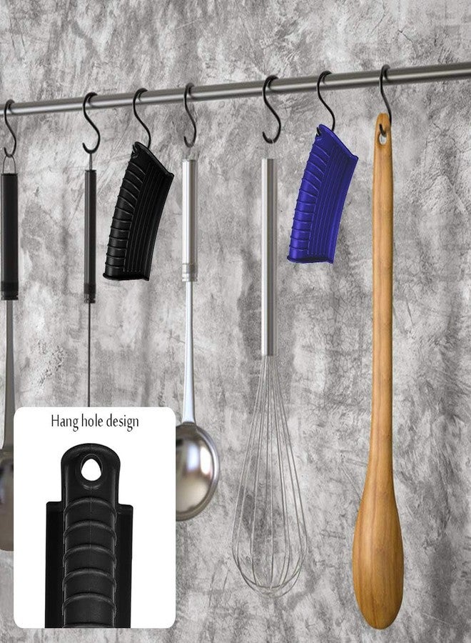 INTATIKOO Silicone Assist Handle Holder (Blue+Black01),2 Pairs Silicone Pot Handle Holders,Hot Skillet Handle Covers, - Image 3