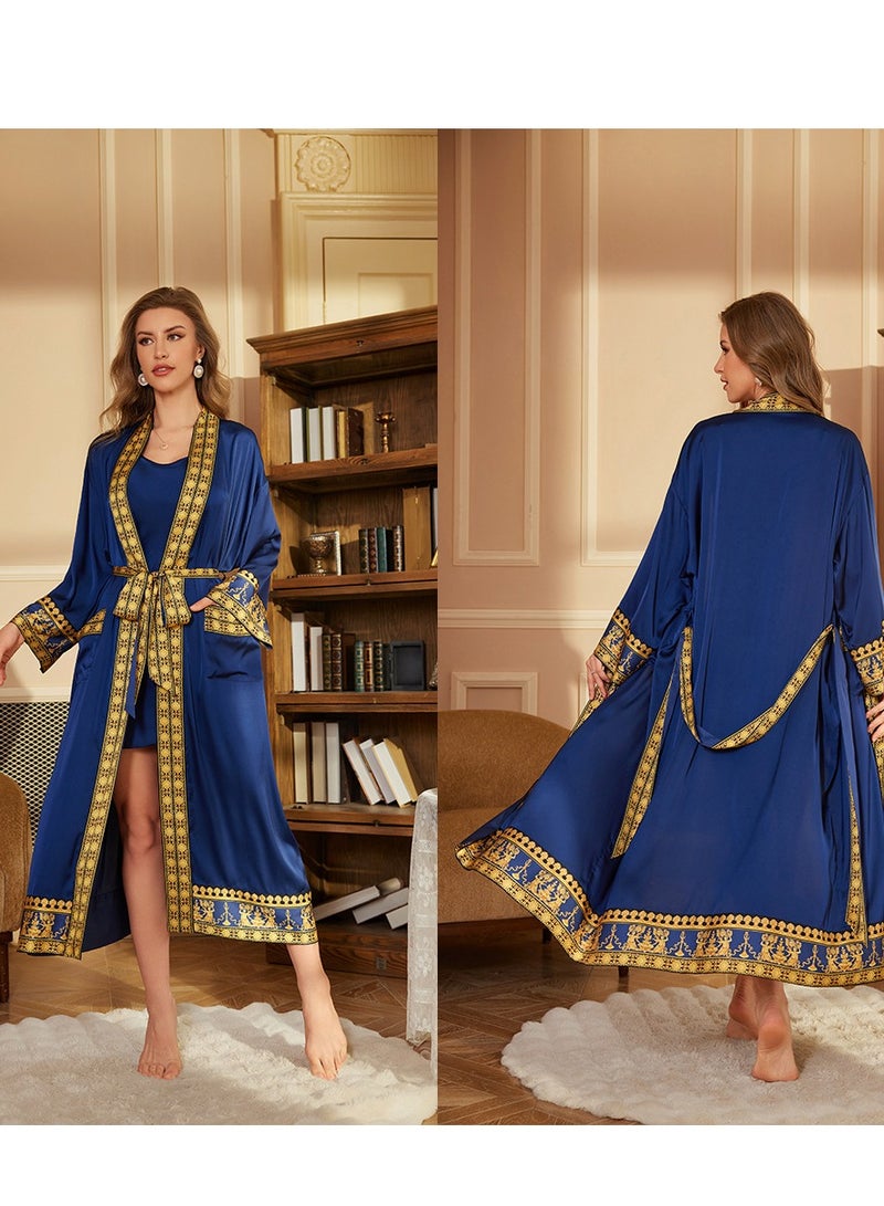 Tie Up Long Sleeved Sleeping Bathrobe Can Be Used As A Wedding Morning Gown Or Home Outfit(Single Outer Robe)  - Image 1