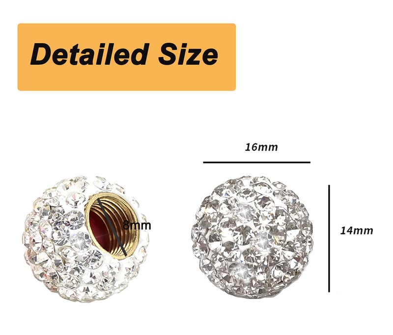 Muxkenper Car Wheel Tire Valve 4 Pack Handmade Crystal Rhinestone Tire Valve Stem Air Caps Cover Bling Car Accessories (White) - Image 4