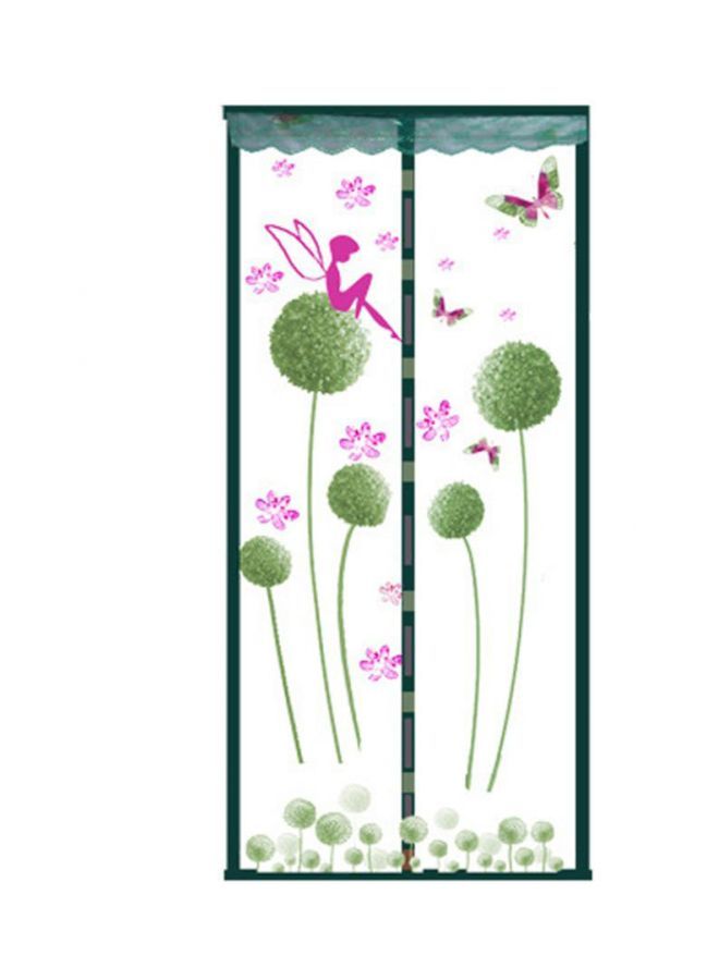 NIBEMINENT Printed Anti-Mosquito Door Curtain Grass Green/White/Pink L