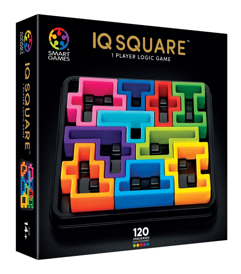 SmartGames IQ Deluxe: Square - The New IQ Series for Ages 14 - Adult with 120 Challenges Featuring a Larger Display and Travel Case - Image 1
