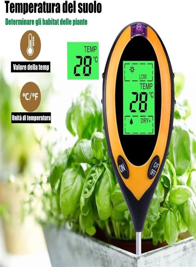 Generic Soil pH Tester, 4 in 1 Soil Tester Hygrometer Plant Soil Tester Set With PH Light and Humidity Acid Tester Suitable for Flowers/Grass/Plants/Garden/Farm/Lawn/Indoor and Outdoor  - Image 5
