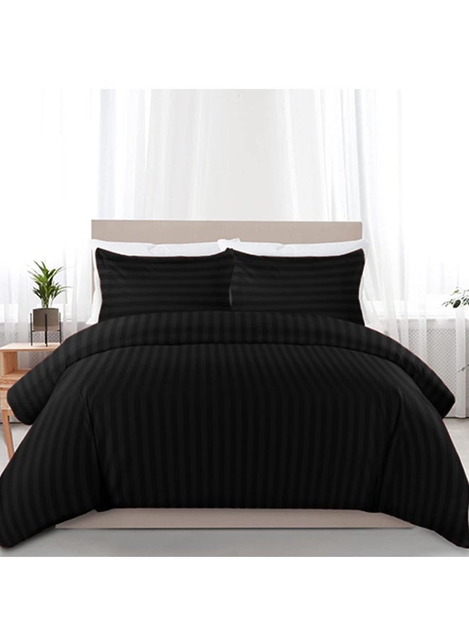 snooze Snooze Striped Quilt cover with zipper, 180*235 cm, Black  - Image 2