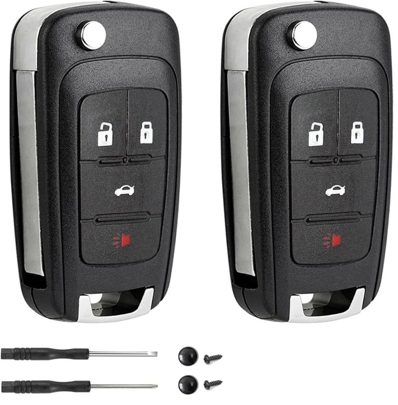 Car Key Shell: 4-Key Replacement Shell - Multi-Vehicle Compatible Remote Control Folding Car Key Shell for Chevrolet, Opel, Buick Owners