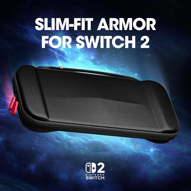 بروكاس حقيبة حمل رفيعة من لجهاز Nintendo Switch 2 2025، حقيبة سفر صلبة مع 12 فتحة لبطاقات الألعاب، إكسسوارات حماية لـ Switch 2 - أسود - Image 2