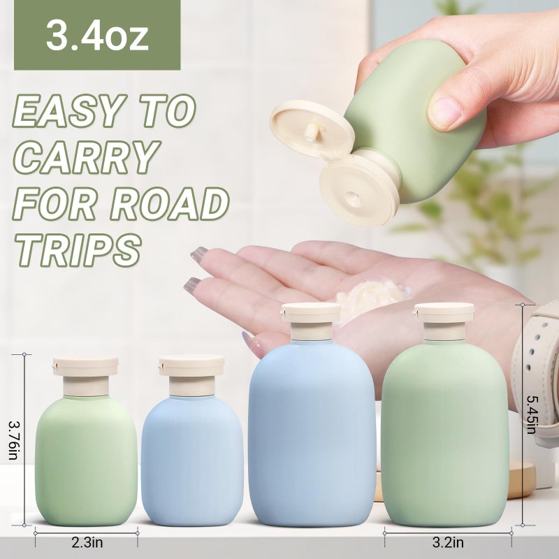 ASEVAT 3.4oz Travel Bottle with Flip Cap, Leak Proof Squeeze Bottles, Refillable Plastic Travel Containers for Creams, Lotion, Foundation, Shampoo, Conditioner - Image 2