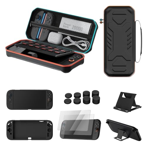 Hosanwell Switch2 13 in 1 Accessories Set for 2025 Nintendo Switch2 Model,Switch2 Hard Carrying Case with Switch2 Protective Case,8 Thumb Grip,2 Screen Protector,1 Stand - Image 1