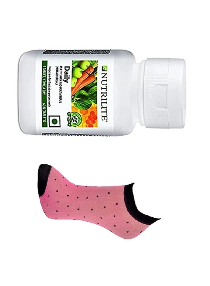 Nutrilite Daily Multivitamin Tablet 60 N tablets and thin socks free size [1 Pair] [Assorted] - Image 2