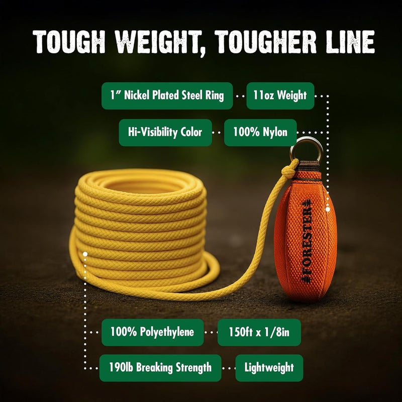 FORESTER Professional Arborist Throw Line Kit with Storage Bag | Tree Felling Equipment with Arborist Throw Bag | Throw Rope, Throw Weight, and Storage Bag - Image 3