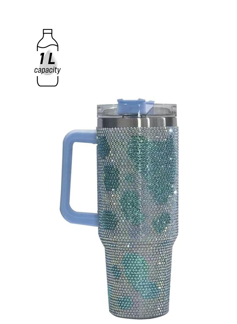 آذاد 40 أونصة من حجر الراين تمبلر الفولاذ المقاوم للصدأ كأس النساء الماس اللامع سيارة السفر ثيرموس القهوة زجاجة الماء