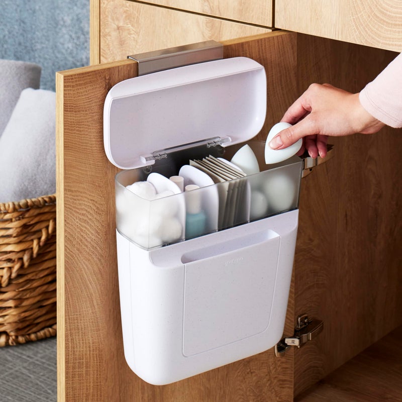 YouCopia DoorStash Toiletry Organizer, Hanging Bathroom Cabinet Door Organizer with 3 Adjustable Compartments and Covered Lid for Accessory Organization - Image 4