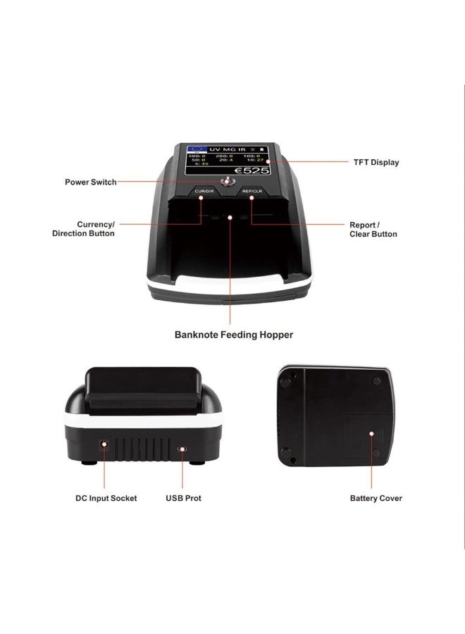 Crony CN-136 Advanced Currency Detector With Automatic Counterfeit Detection, UV Light And Magnetic Sensor, IR Detection System, Built-In Battery And LED Display, Compact Money Detector For Banknote Verification, Fast Bill Scanner And Cash Checker, Supports USD, EURO, AED, Custom Currency, Ideal For Banks, Shops, Offices, Outdoor Use, High Accuracy Note Verifier And Portable Counterfeit Bill Detector - Image 5