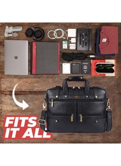 LAVERI LEATHER LAVERI Laptop Bag for Men - Leather Messenger Bag for Office - Fits up to 15 Inch Laptop - Shoulder Bag with Multiple Compartments - Executive Leather Bag for Work/Travel/Casual  - 2872  - Image 5