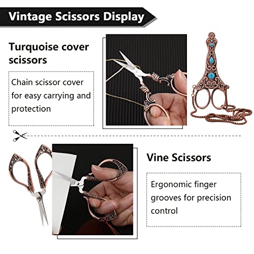 WONVOC Embroidery Scissor Kit, Small Vintage Embroidery Scissors with Cover, Vintage Embroidery Scissors Set, Vintage Sewing Kit, Sewing Needle Case, Easy Threading Tool, Ruler, Sewing Needle Cushion - Image 4