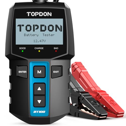 TOPDON BT100 Car Battery Tester 12V Load Tester 1002000 CCA Automotive Alternator Tester Digital Auto Battery Analyzer Charging Cranking System Tester for Car Truck Motorcycle ATV SUV Boat Yacht