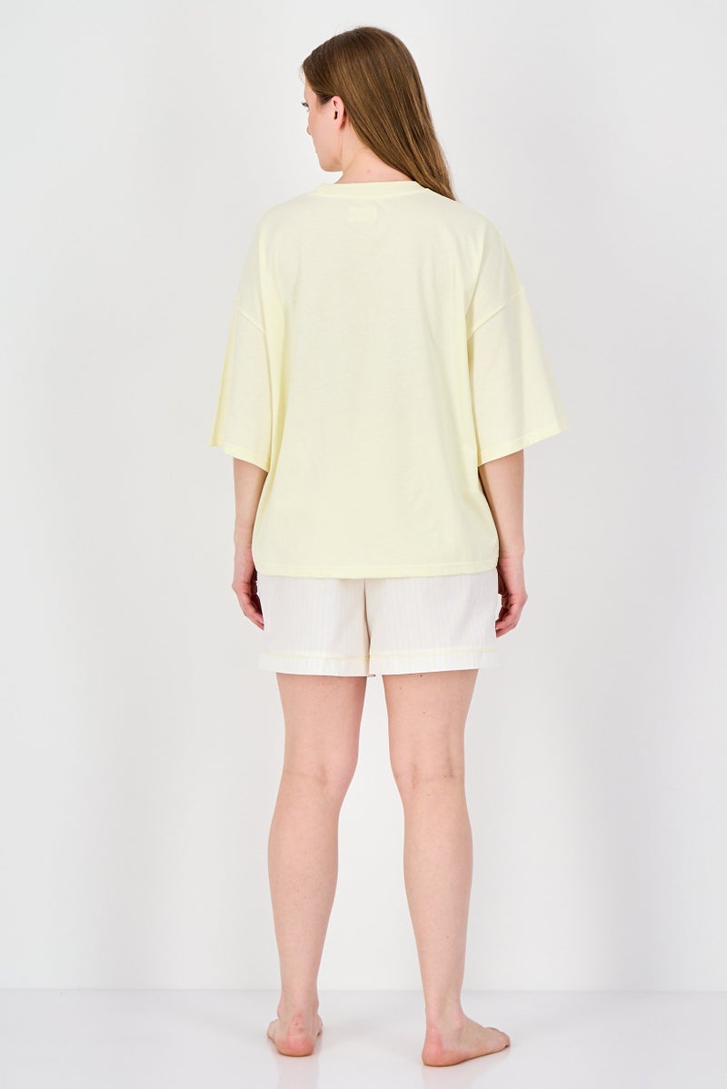 Fudo Women 2Pcs Short Sleeve Top And Shorts Pyjama Set, Multicolor - Image 3