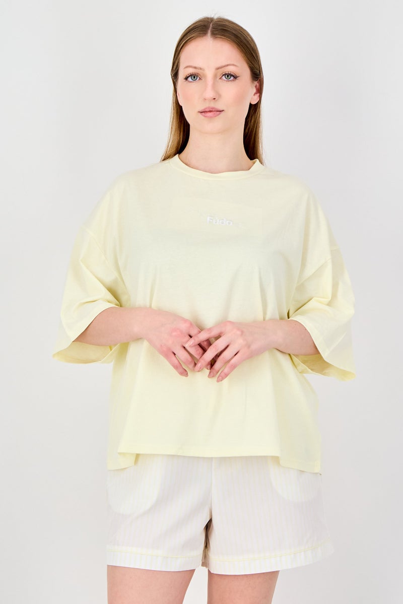 Fudo Women 2Pcs Short Sleeve Top And Shorts Pyjama Set, Multicolor - Image 1