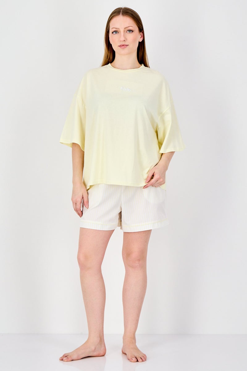 Fudo Women 2Pcs Short Sleeve Top And Shorts Pyjama Set, Multicolor - Image 4