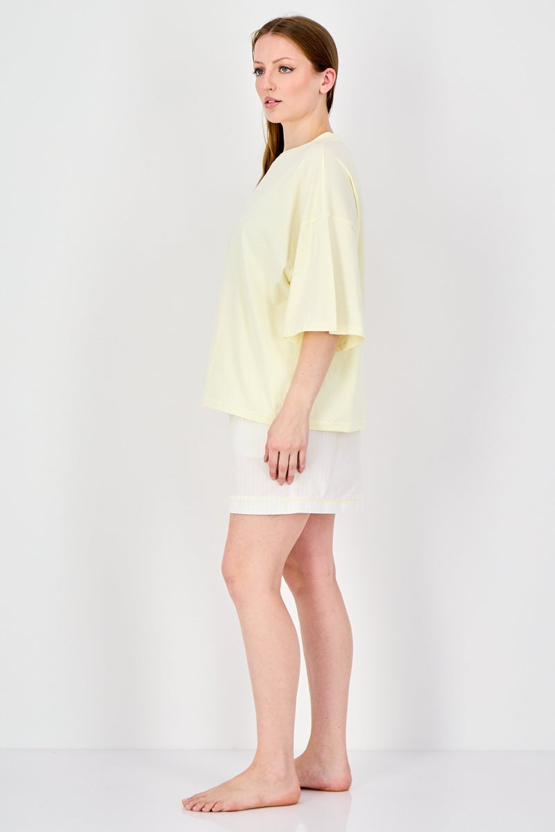 Fudo Women 2Pcs Short Sleeve Top And Shorts Pyjama Set, Multicolor - Image 2