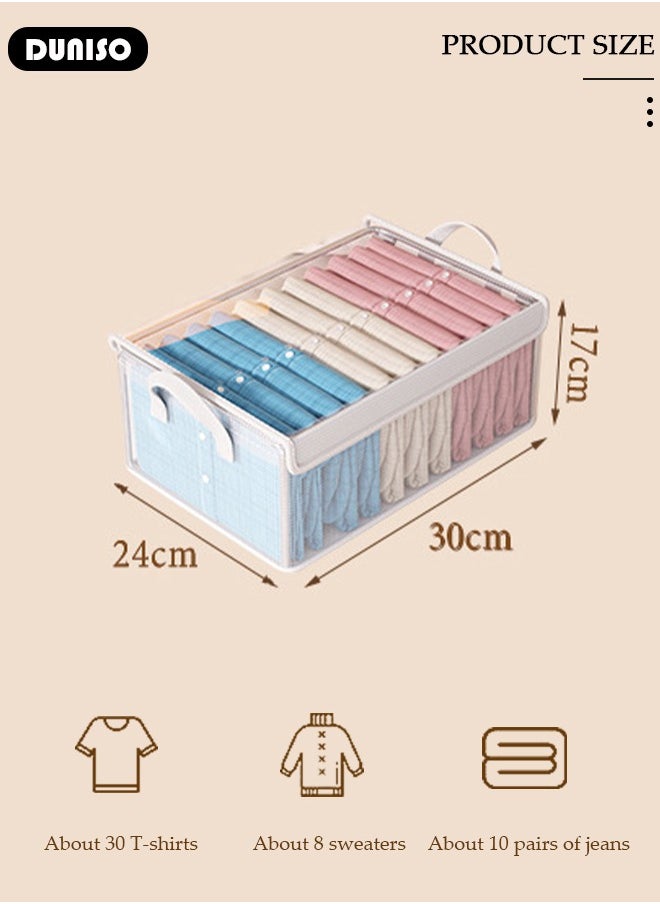 DUNISO 3PCS Clothes Storage Box, Stackable Wardrobe Clothes Organizer, Foldable Closet Storage Basket, Drawer Storage Organizer for Clothing, T-Shirt, Jeans, Sweaters, Toys & Books  - Image 4