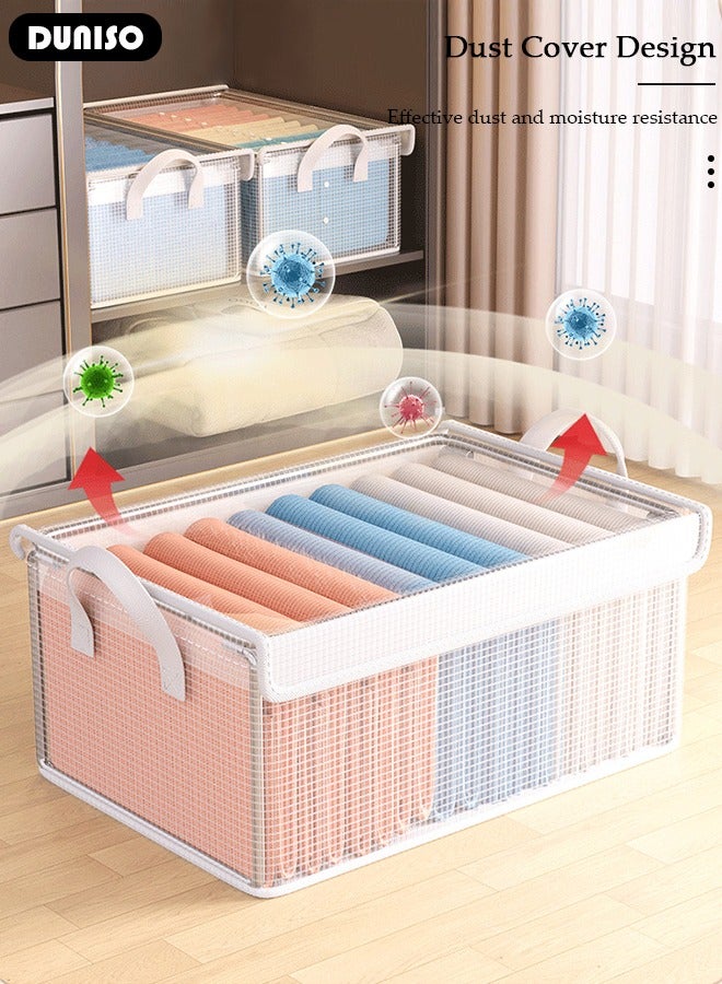 3PCS Clothes Storage Box, Stackable Wardrobe Clothes Organizer, Foldable Closet Storage Basket, Drawer Storage Organizer for Clothing, T-Shirt, Jeans, Sweaters, Toys & Books