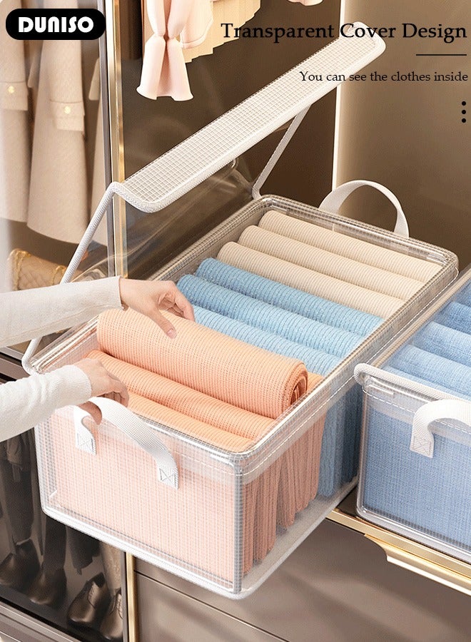 3PCS Clothes Storage Box, Stackable Wardrobe Clothes Organizer, Foldable Closet Storage Basket, Drawer Storage Organizer for Clothing, T-Shirt, Jeans, Sweaters, Toys & Books