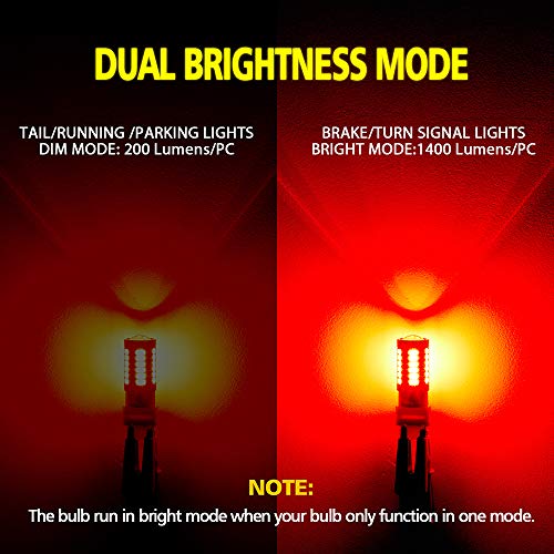 AUXLIGHT مصابيح LED بديلة فائقة السطوع منخفضة الطاقة AUXLIGHT 1157 2057 2357 7528 BAY15D بقوة 1400 لومن للفرامل والإيقاف والإشارة والوميض، أحمر لامع (عبوة من 2)  - Image 3