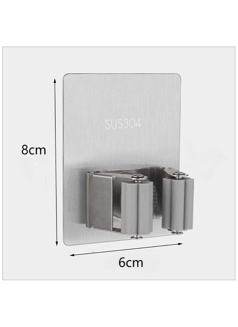 sokany 4 PCS Broom Holder Mop Holder, Broom and Mop Grippers, Self Adhesive and No Drilling Broom and Dustpan Hanger, Wall Mount Mops Rakes Holder for Home, Kitchen, Garden, Garage (Silver)  - Image 2