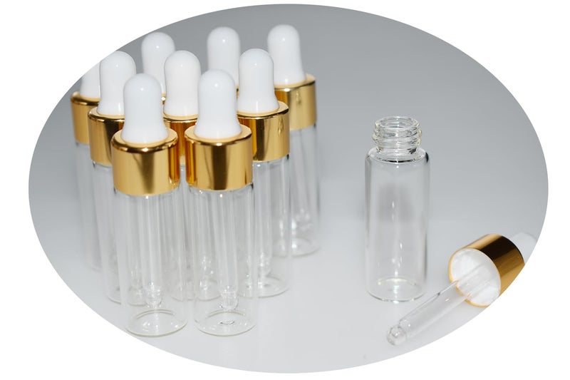 Hustar Small Dropper Bottle, 10pcs 5ml Mini Sample Dropper Bottles Mini Makeup Containers for Travel Liquids Tiny Glass - Image 1