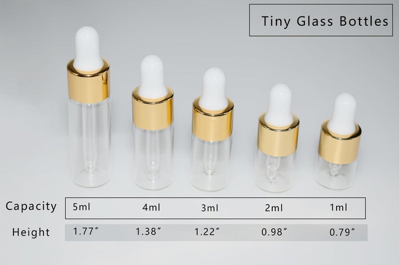Hustar Small Dropper Bottle, 10pcs 5ml Mini Sample Dropper Bottles Mini Makeup Containers for Travel Liquids Tiny Glass - Image 5