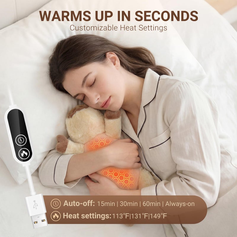 HOTHUGZ Capybara Heating Pad for Period Cramps,Menstrual Pain Relief,Cute Stuffed Animal Electric Heating Pad Plush,USB Powered Heated Plush Toy,Portable Warm Cushion Gift for Women Teen Girls Christmas,Brown - Image 4
