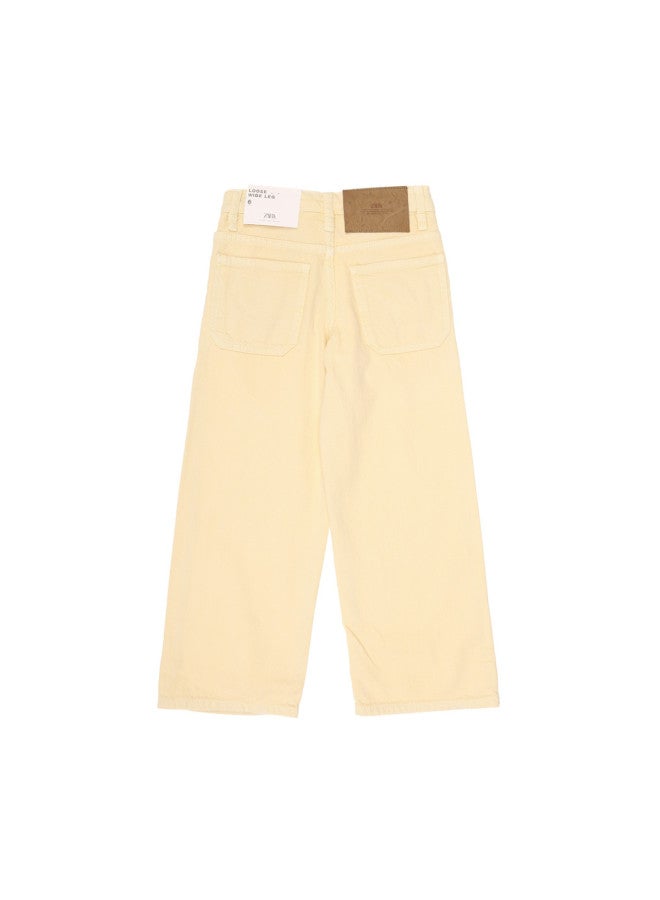 Zara trendy Minimalist Solid Straight-leg Denim Pants For Kids - Image 3
