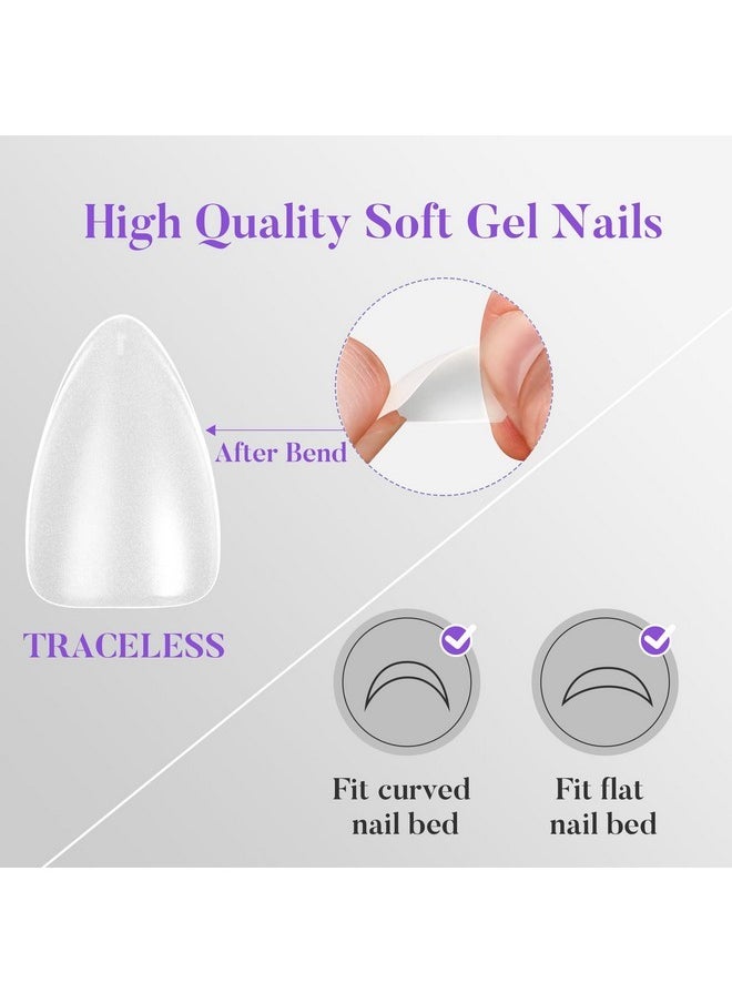 Jofay Fashion - Nail Tips 504Pcs, Jofay Fashion Pre-Shaped & Etched Acrylic Fake Nails Full Cover Almond Clear Gel Nail Tips Full Matte False Nails Press On Nails For Nail Extensions Diy Salon 19 Sizes - Image 1