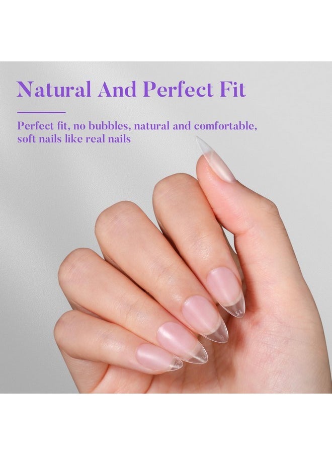 Jofay Fashion - Nail Tips 504Pcs, Jofay Fashion Pre-Shaped & Etched Acrylic Fake Nails Full Cover Almond Clear Gel Nail Tips Full Matte False Nails Press On Nails For Nail Extensions Diy Salon 19 Sizes - Image 1