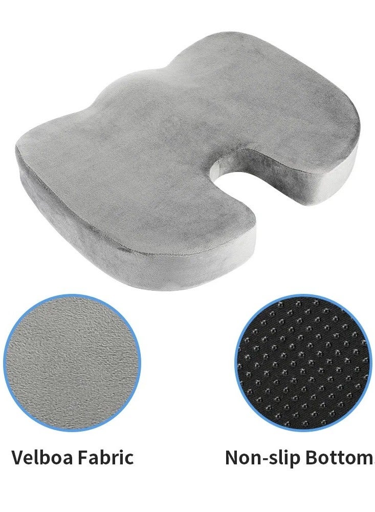 Orthopedic Coccyx Cushion For Comfortable Driving With Ergonomic Memory Foam Ideal For Office Gaming Chair Seat Velvet Grey  - Image 2