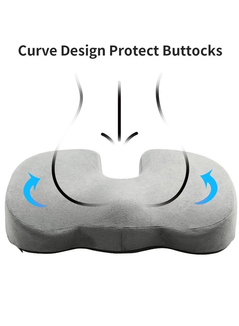 Orthopedic Coccyx Cushion For Comfortable Driving With Ergonomic Memory Foam Ideal For Office Gaming Chair Seat Velvet Grey  - Image 4