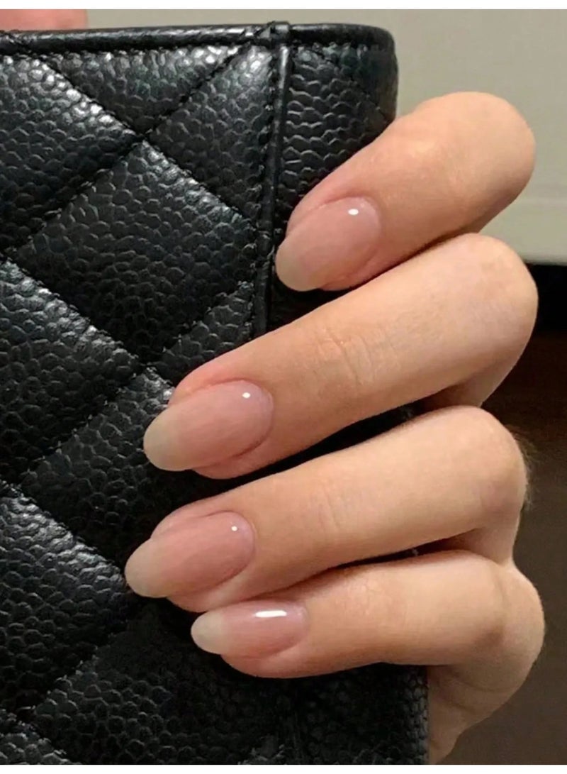 Almond-shaped fake nails set – the box includes 24 nails, a nail file, and glue. - Image 1