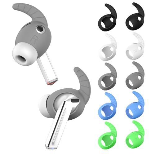 TUDIOW [5 Pairs] Ear Hooks Covers for Samsung Galaxy Buds 3 Pro, Sport Ear Tips Covers Silicone Anti-Slip Anti Scratches Galaxy Buds Pro 3 Earbuds Accessories (Black, White, Gray, Golw Blue,Glow Green) - Image 1