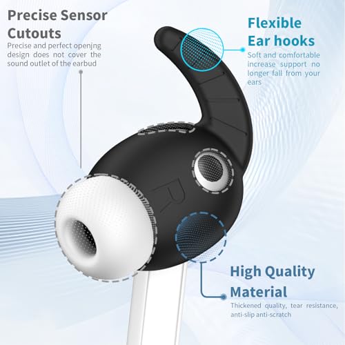 TUDIOW [5 Pairs] Ear Hooks Covers for Samsung Galaxy Buds 3 Pro, Sport Ear Tips Covers Silicone Anti-Slip Anti Scratches Galaxy Buds Pro 3 Earbuds Accessories (Black, White, Gray, Golw Blue,Glow Green) - Image 4