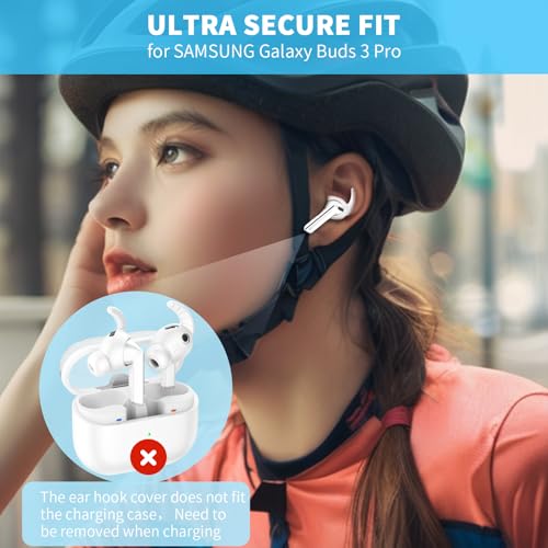 TUDIOW [5 Pairs] Ear Hooks Covers for Samsung Galaxy Buds 3 Pro, Sport Ear Tips Covers Silicone Anti-Slip Anti Scratches Galaxy Buds Pro 3 Earbuds Accessories (Black, White, Gray, Golw Blue,Glow Green) - Image 2