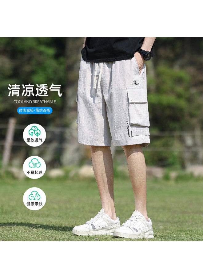 Tucano Men's Work Shorts Summer Lightweight Breathable Trendy Outdoor Comfortable Simple Versatile Loose Straight Leg Casual Pants - Image 2